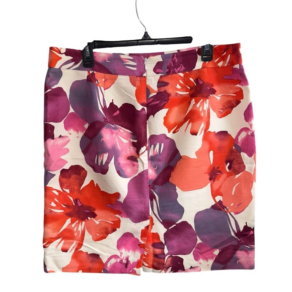LOFT Multicolor Pink Red Purple Floral Mini Skirt Size 12 - Picture 2 of 6